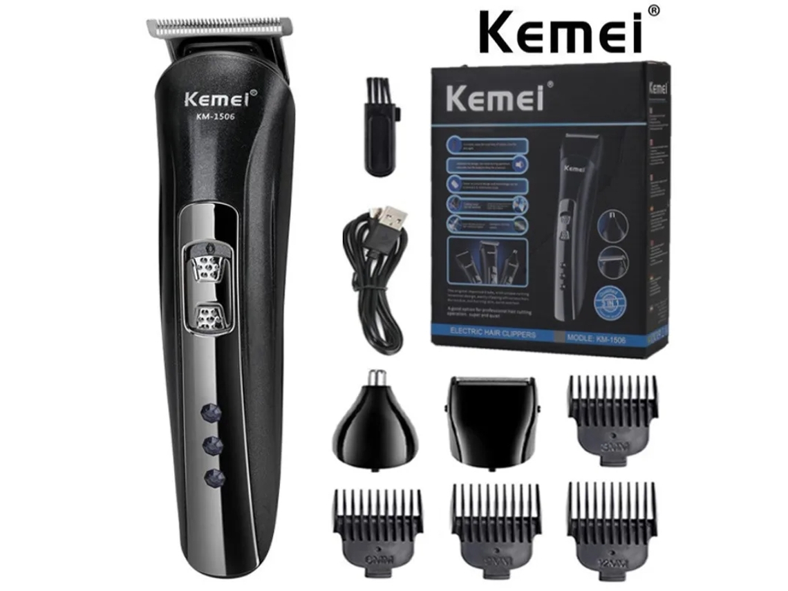 Barbeador Elétrico 3 em 1 Recarregável Via Usb com Máquina de Cortar Cabelo, Aparador Profissional de Barba e Pelos do Nariz. MDUG