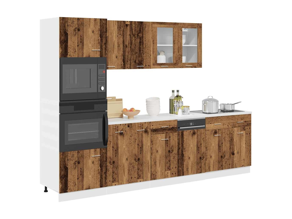 Vidaxl 7 Pcs Armário De Cozinha Conjunto Deriv. Madeira Lyon Madeira Velha