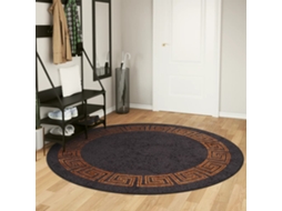 Vidaxl Tapete Lavável Ø 200 Cm Preto E Dourado