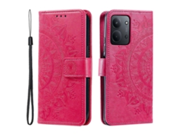 Tkdaddy Para Xiaomi Redmi 15c 5g (ue) (173 Mm) / 15c 4g (ue) (173 Mm) Capa Tipo Carteira De Couro Pu Com Estampa De Totem E Alça De Pulso Rosa