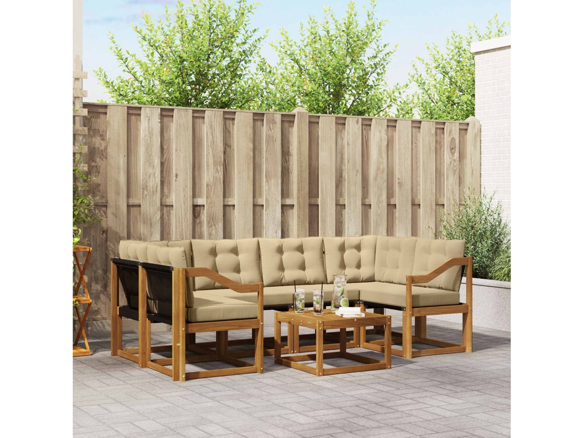 Vidaxl Conjunto De Sofás Para Exterior 7 Pcs Natural E Bege