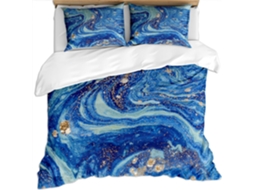 Capa de Edredom Estampa 3D Azul Gelo com Bolinhas em Microfibra Fronha 240x260 Cm (LxA)