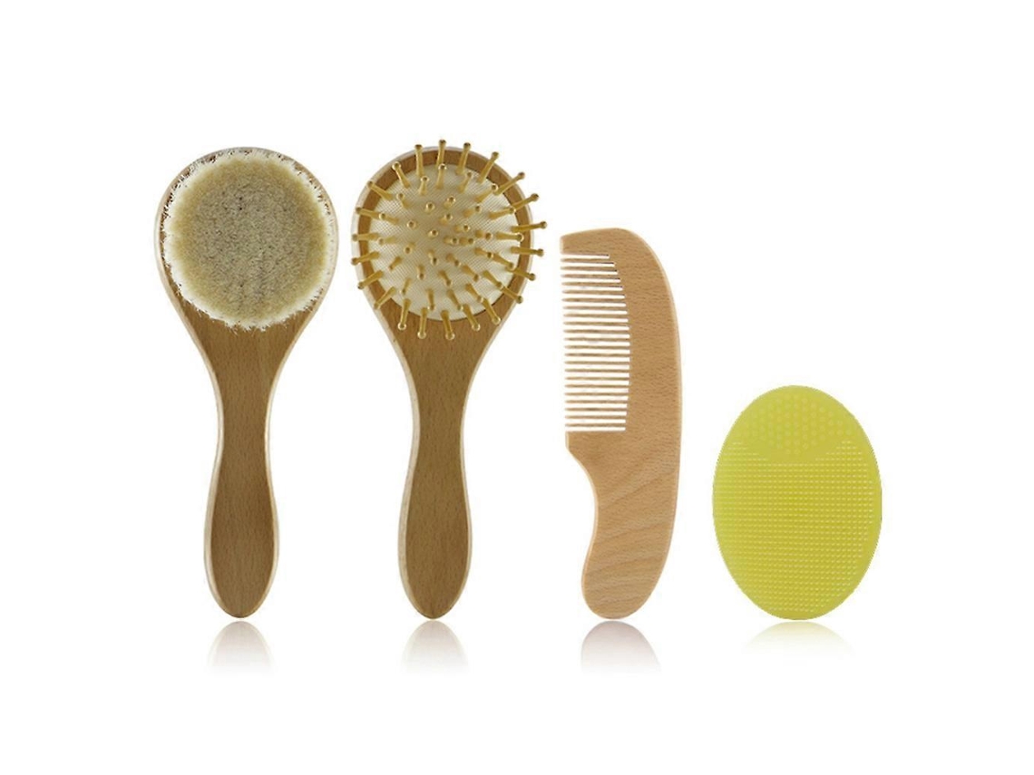 Escova De Banho Para Bebês, Escovas De Cerdas Naturais, Pente Para Cuidados Com O Bebê, Escova De Silicone Jinyubo Store