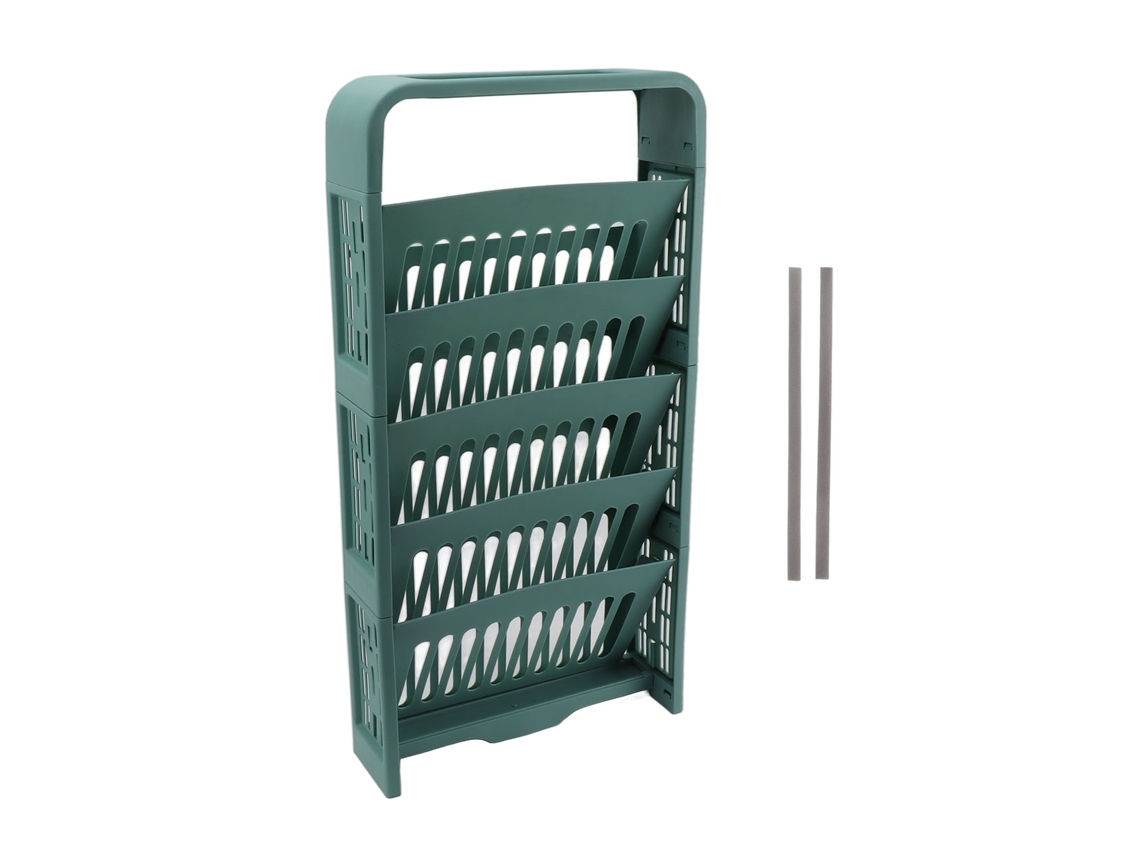 Estante de livros de 5 camadas com caixa de materiais de escritório, robusta, compacta, para sala de aula e lar, verde S/MARCA