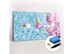 Quadro Magnético Colorido Dentes-de-leão E Flamingos Para O Escritório Espelharte (120x60 Cm)