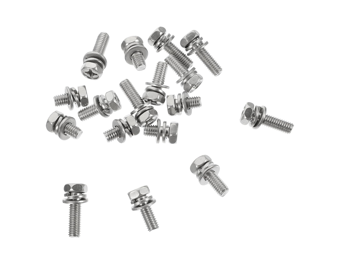 Kit De 18 Peças Parafusos E Porcas Aço Inoxidável Para Bateria Motocicleta, Incluindo Arruelas M6 Nos Tamanhos M6x12x12