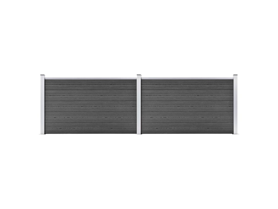 vidaXL Conjunto de painéis de vedação WPC 353x105 cm preto