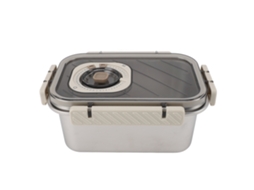 Recipiente De Almacenamiento De Comida De Acero Inoxidable 304 Bento Box Hermético 1200ml Reutilizable Para Almuerzo Beige