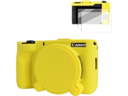 Capa Protetora Silicone HEXINYIGJLY para Canon Powershot V1acesso Tripétampa Objetiva, Películas Ecrã Amarelo