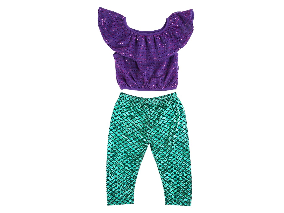 Primerox conjunto de Traje de Banho Infantil Menina com Tiara 3 Peças Lantejoulas e Padrão de Escamas