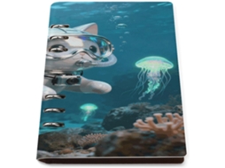 The Diving Cat Organizador Pessoal De Folhas Soltas Em Couro Sintético, Tamanho A5, Com 6 Argolas, Recarregável,