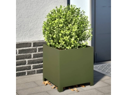 Vidaxl Vaso/floreira De Jardim 2 Pcs 40x40x40 Cm Aço Verde Azeitona