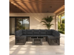 Vidaxl Conjunto De Sofá De Jardim 10 Unid. Cinza E Cinza Escuro