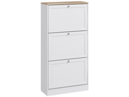 Móvel Sapateira De Entrada Com 3 Gavetas Basculantes E Prateleiras Ajustáveis Para 18 Pares De Sapatos 60x23,5x115 Cm Branco