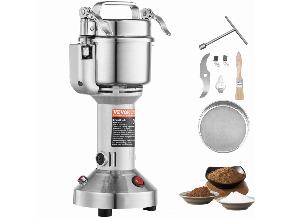 Moedor Comercial de Especiarias VEVOR 850 W Moedor Elétrico de Grãos 150 G