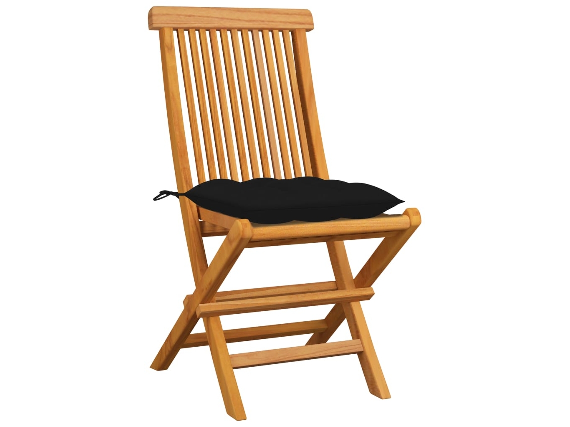 Conjunto de 4 Cadeiras de Jardim com Teca Castanha Almofadões Maciça MAISON EXCLUSIVE (4 pcs)