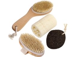 Conjunto De Escova E Pedra Pomes Para Banho Kit Prático Limpeza Esfoliação