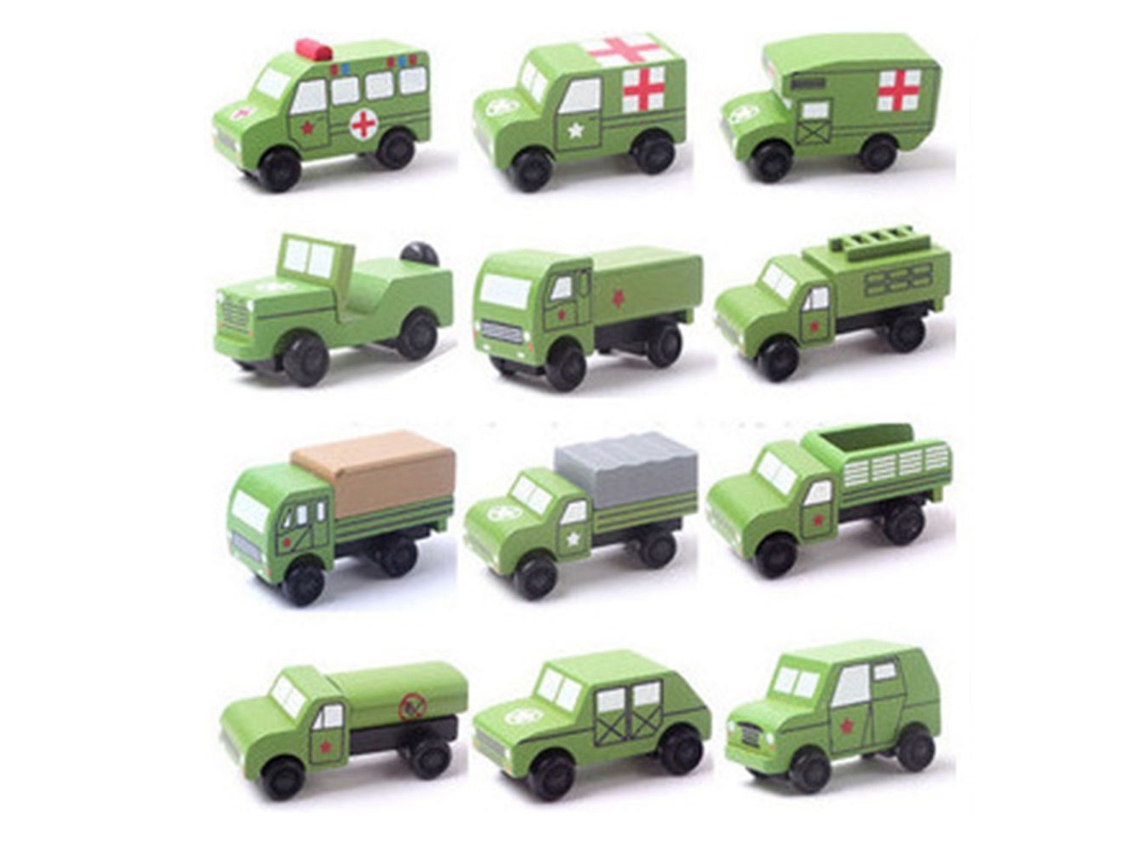 Primerox conjunto de 12 Carros de Madeira Mini Modelo Educativo Brinquedo para Crianças