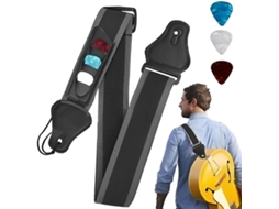 Correia para Guitarra, Fivela Ajustável, Correia para Guitarra Elétrica e Acústica, com 3 Palhetas, Preta, 130 Cm AQUAFORGE