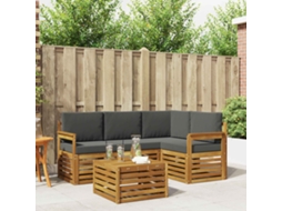 Vidaxl Conjunto De Sofás Para Exterior 5 Unid. Natural E Antracite