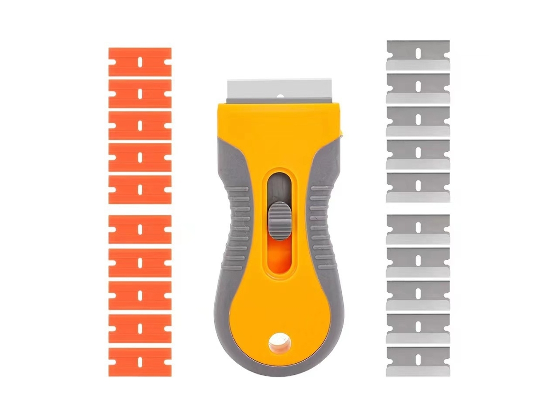 Raspador para Placa de Vitrocerâmica HENTEN HOME com 20 Lâminas para Limpeza de Placas Vitrocerâmicas Remoção de Cola Amarelo