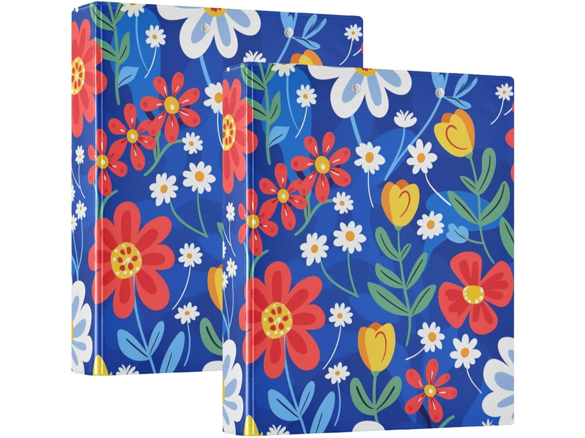 Pastas para Papelaria com Estampa Floral Colorida, Redondas de Anis de 3,8cm (1,5 Polegadas) com Bolsa, Pacote com 200 Folhas