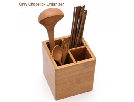 Organizador Pauzinho de Bambu Garfo Colher Bancada Cozinha Armazenamento Talheres Container Escoamento para Casa Porta Talheres Utensílio WEIMAI