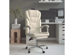 Vidaxl Cadeira De Escritório Reclinável Couro Artificial Cor Creme