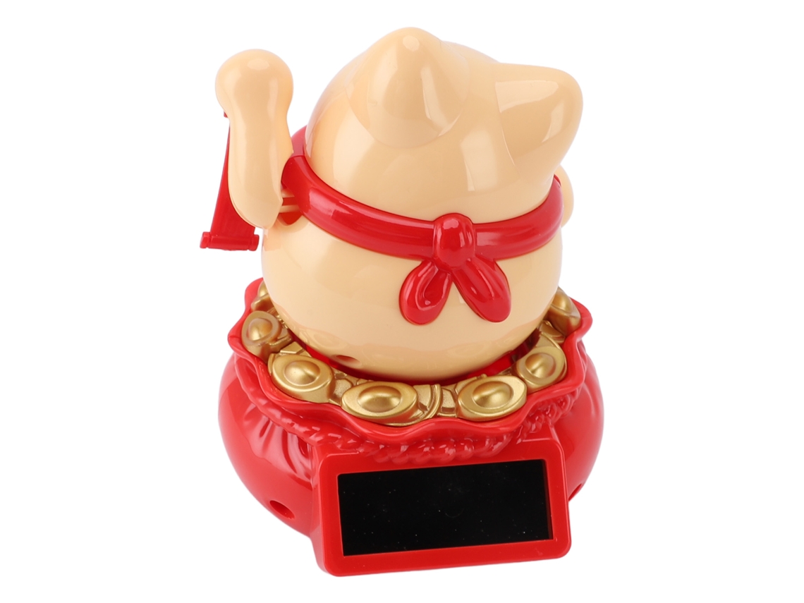 Solar-powered Maneki-neko Ornament (solar Light Sensitive, Automatic Swing) Eoocoo