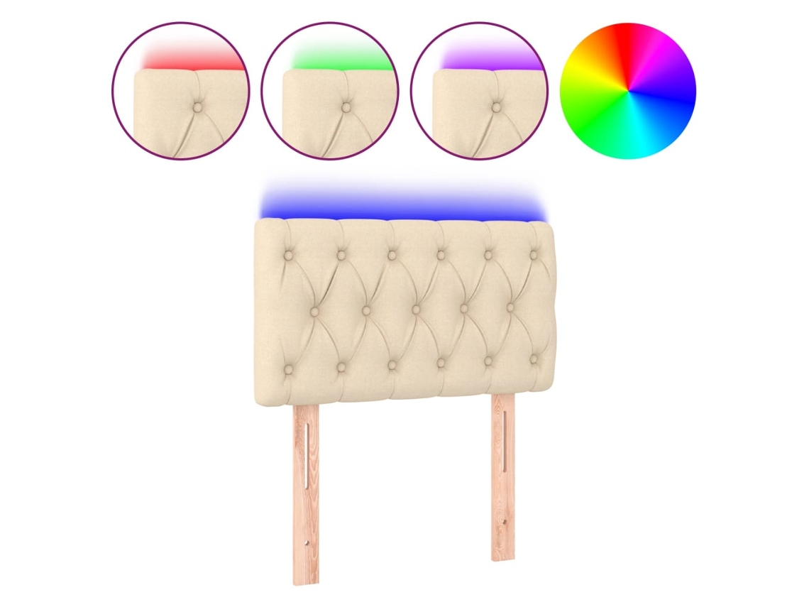 Cabeceira de Cama com Luzes Led Tecido Cor Creme MAISON EXCLUSIVE (80x7x78 cm)