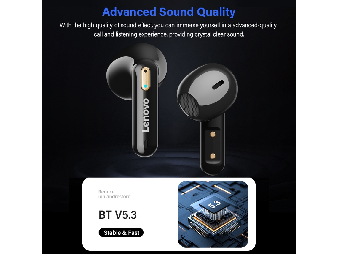 Fones De Ouvido Sem Fio Lenovo Lp6pro Headphones Bt5.3 Estéreo Hifi Caixa De Carregamento De 300mah