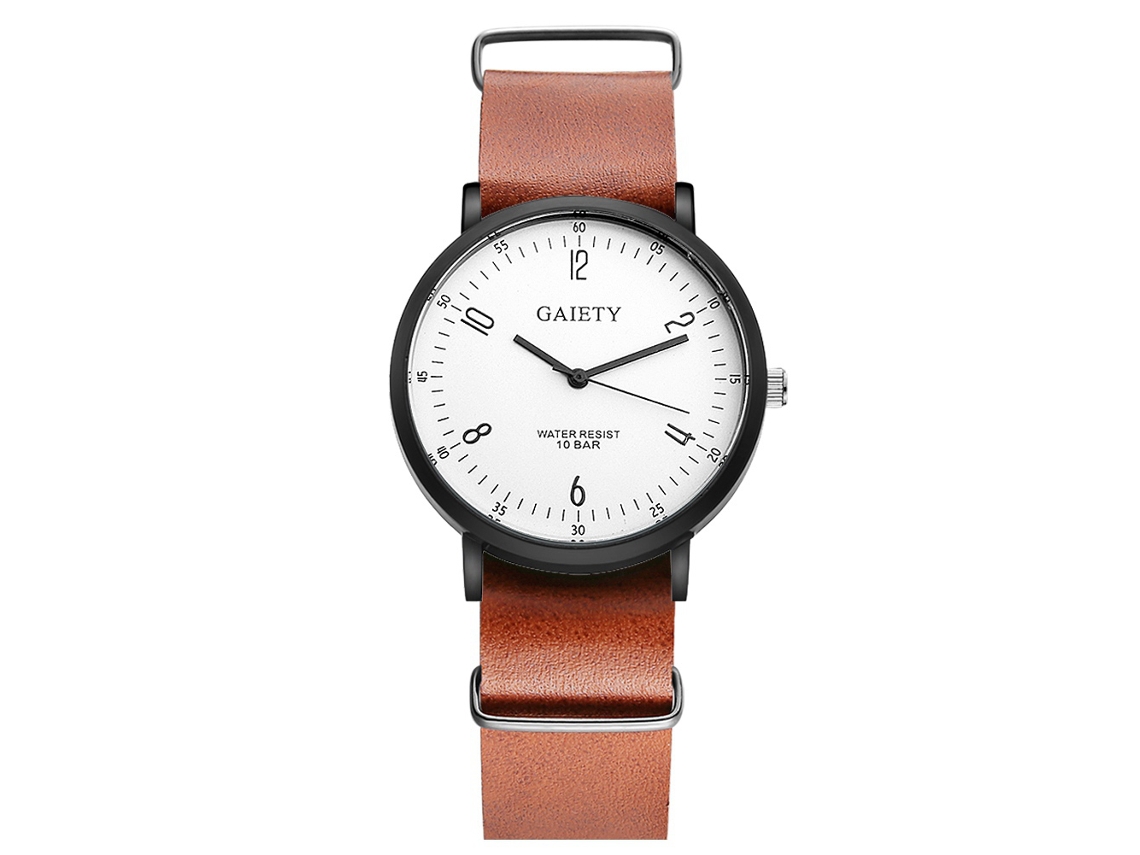 Reloj De Cuarzo Analógico Casual De Negocios Para Hombres Con Correa De Pu Color Marrón