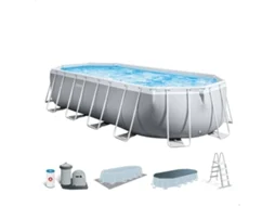 Piscina Tubular INTEX Prisma Frame Oval com Bomba (8 Pessoas - 610x305x122cm - 18.202L)