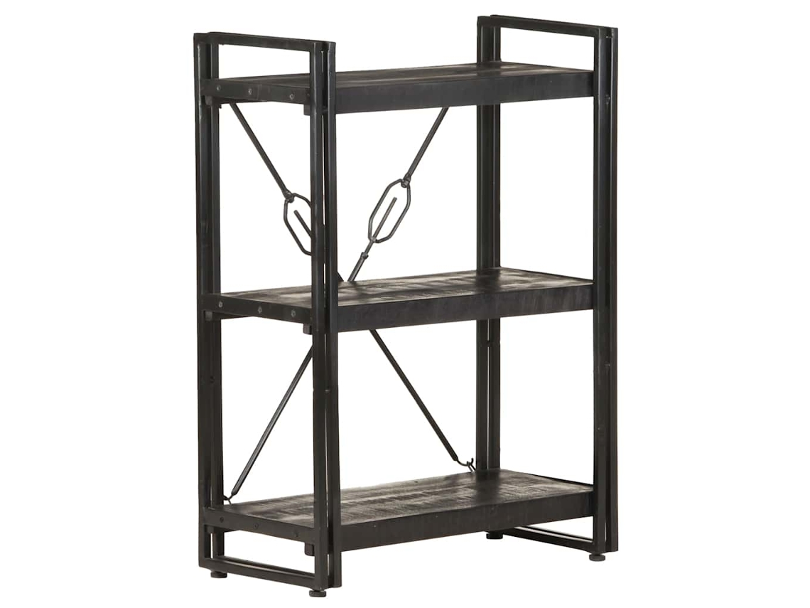 Vidaxl Estante Com 3 Prateleiras 60x30x80 Cm Mangueira Maciça Preto