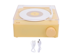 Toca discos Bluetooth Portátil Cute Cream Amarelo Decorativo