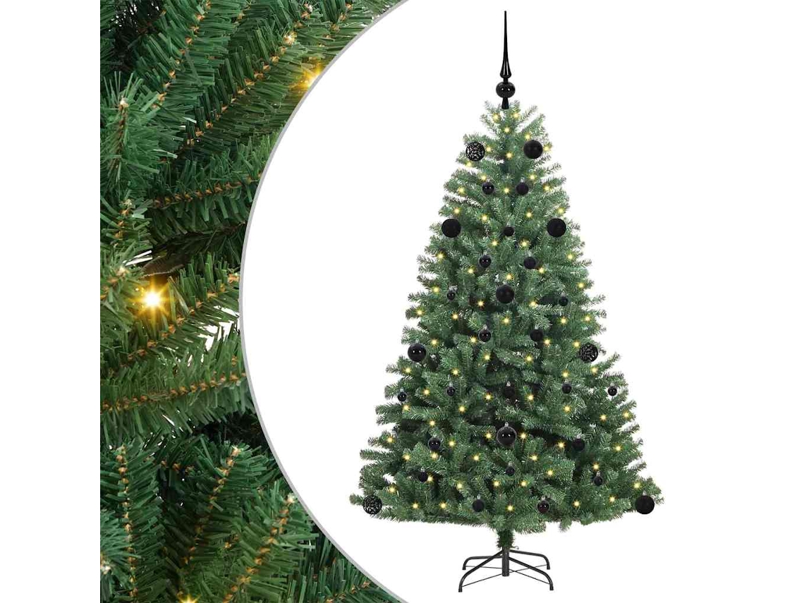 Árvore De Natal Artificiais Com Dobradiças E Suporte Vidaxl Verde Pvc (150 Cm)