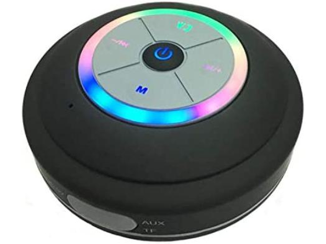Alto Falante Led Bluetooth Para Chuveiro Com Rádio Fm, Alto Falante Portátil Sem Fio Para Chuveiro, Preto Yizhood