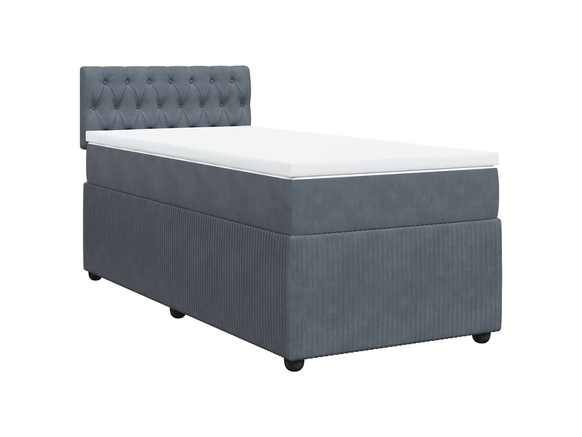 Cama com Molas/colchão 90x190 Cm Veludo Cinza escuro MAISON EXCLUSIVE