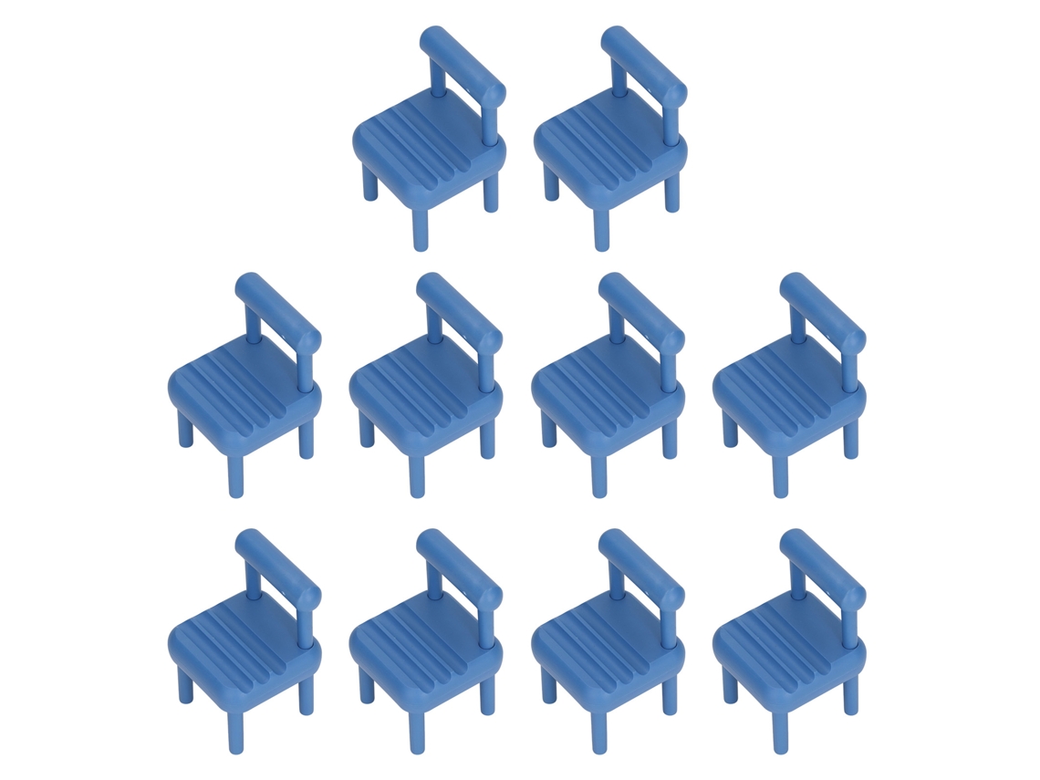 Mali 10pcs Cadeira Miniatura 1:12 Móveis Casinha Boneca Mesa Jantar Realista Azul Royal