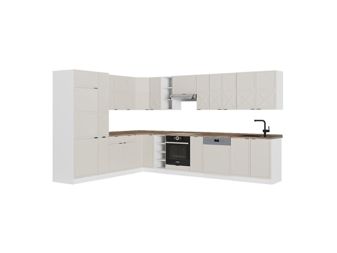 Cozinha Em Ângulo Fame-line, 347x257cm, Pt Carvalho, Cinzabege/branco, Branco, Vicco