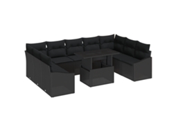 Conjunto 10 Conjunto De Sofá De Jardim Vidaxl Preto Vime Pe (100 X 55 X 73 Cm)