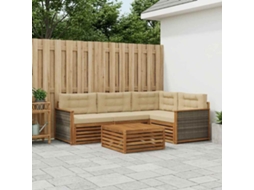 Vidaxl Conjunto De Sofás Para Exterior 5 Unid. Natural E Bege