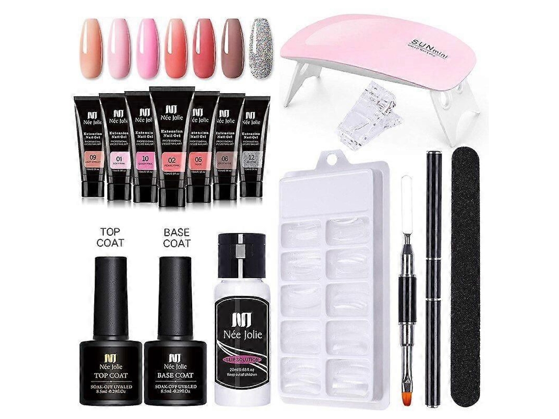 Kit completo de manicure com gel para unhas Poly Nail Gel, lâmpada LED de 6W, extensão rápida de unhas, ferramentas para unhas Polygel, 6 unidades GOKOCO