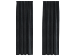 Conjunto 2 Cortinas Opacas Vidaxl Preto Veludo (140 X 225 Cm)