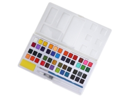 Set De Pintura Acuarela Profesional Portátil 48 Colores Con Lápiz Esponja En Caja Plástica