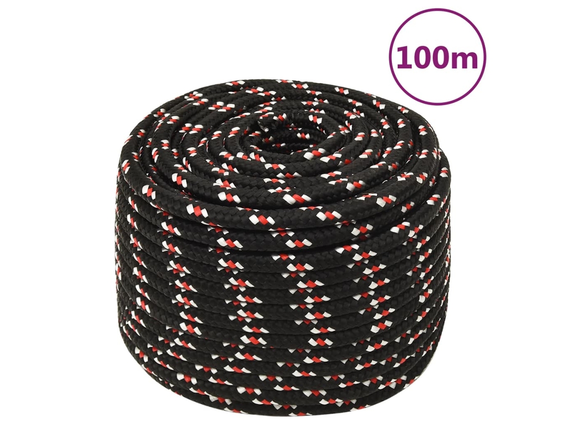 Vidaxl Corda De Barco 14 Mm 100 M Polipropileno Preto