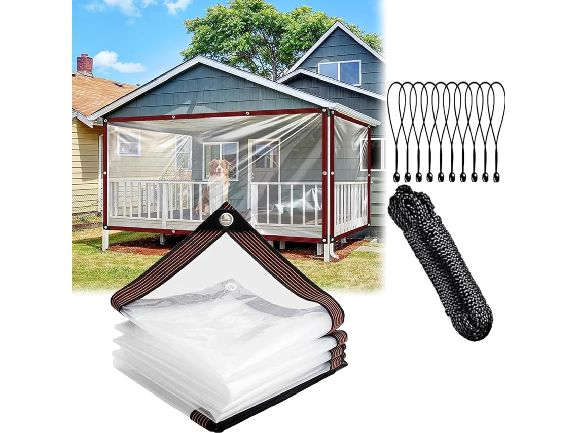 Clear Tarp Waterproof, Tarps Heavy Duty With Grommets Outdoors Vinyl Plastic Tarpaulin For Patio Enclosure Roofs
