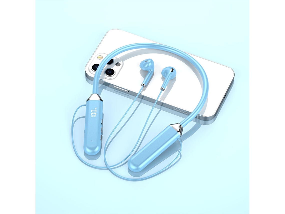 Fones de Ouvido Bluetooth com Faixa para Pescoço , Conectividade Sem Fio 5.2, Estéreo, Indicador de Bateria. MDUG (azuis)