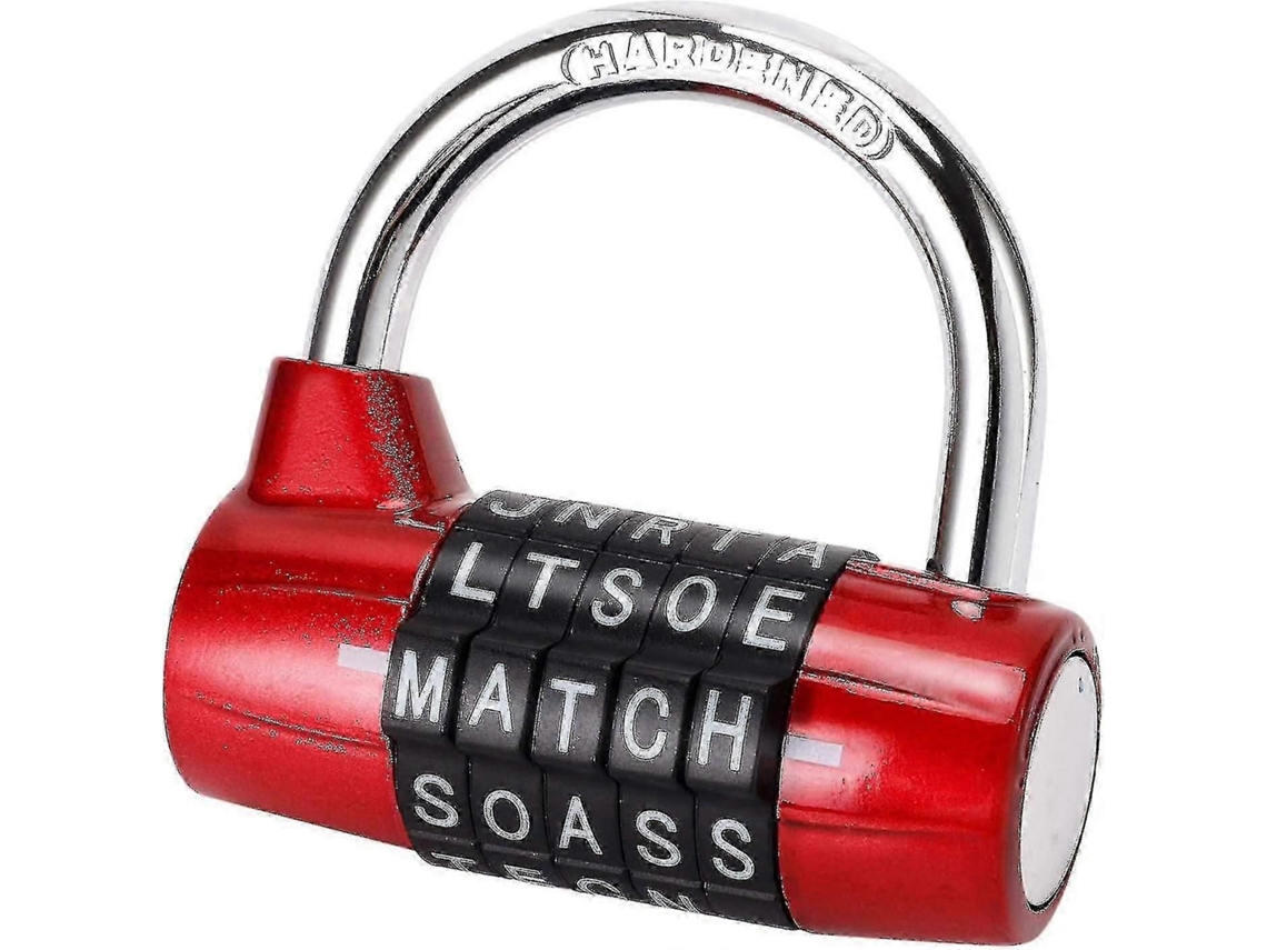 Cadeado Resistente De Ginásio, Vermelho, Com Combinação De 5 Letras Para Segurança