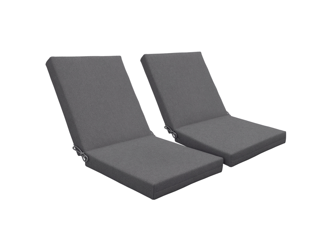 2 Almofadas Externas para Cadeiras com encosto e estofamento 8cm 112x51cm cinza escuro